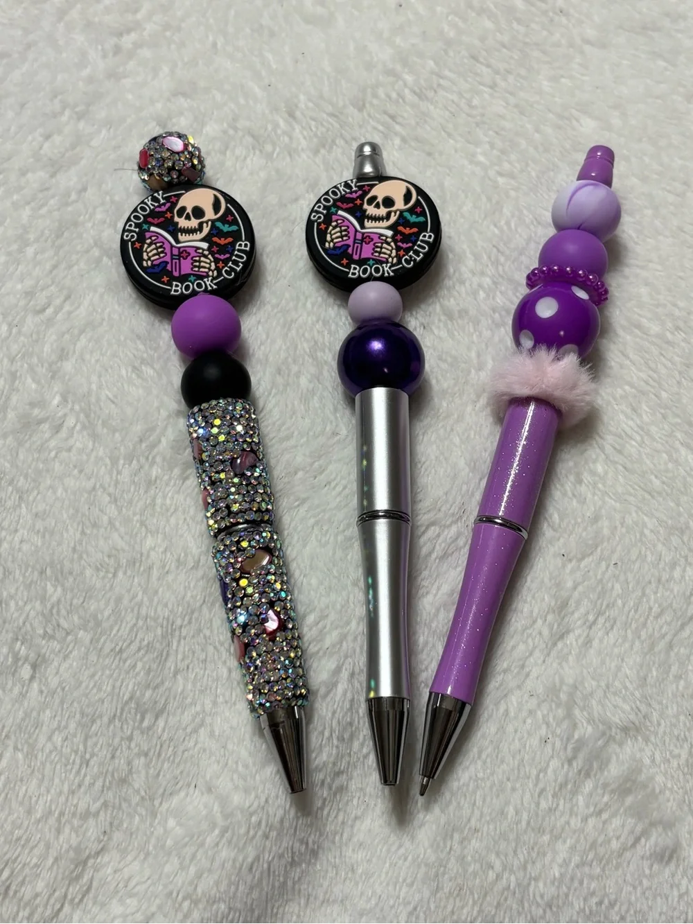 Fancy Beaded Bookclub Pen Sets with Bookish Words Spooky, Spicy, Read